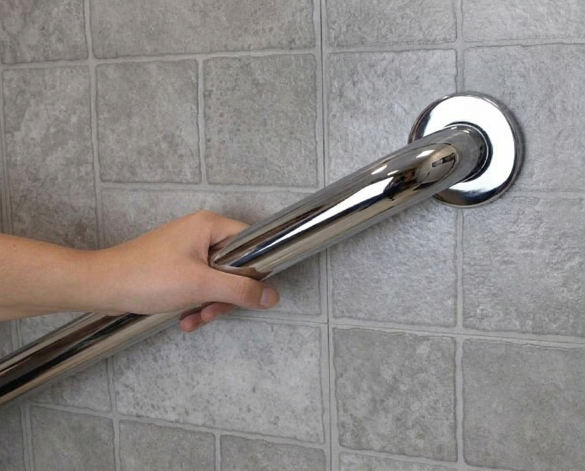 Traditional Series grab bar in Polished Chrome finish installed in a bathroom