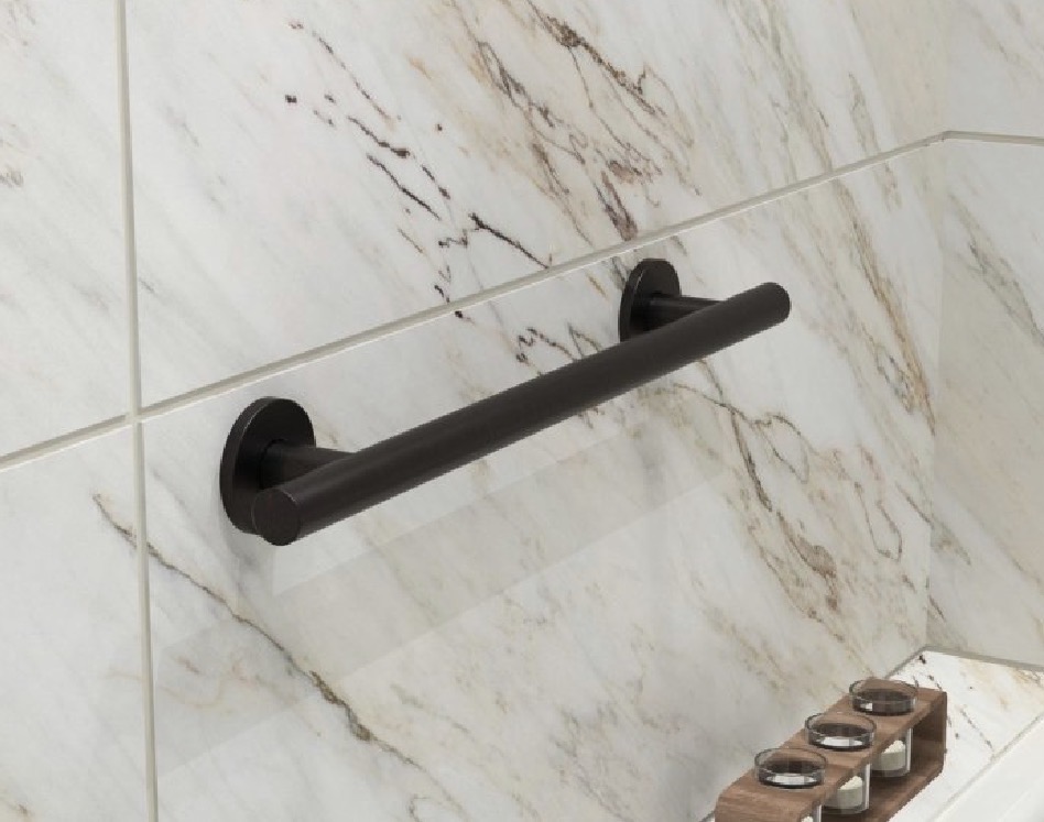 Designer Series grab bar installed in a bathroom